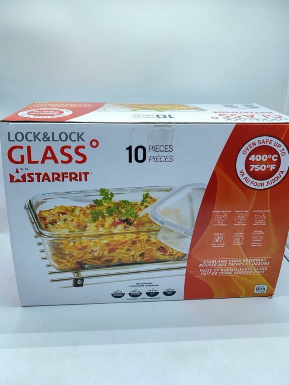 Starfrit Lock & Lock Glass 10-Piece Oven-Safe Food Storage Set - Clear